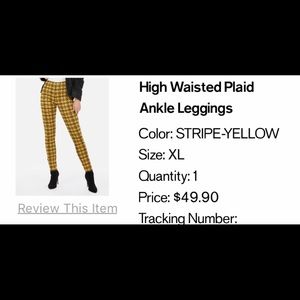 Express High waisted yellow plaid leggings